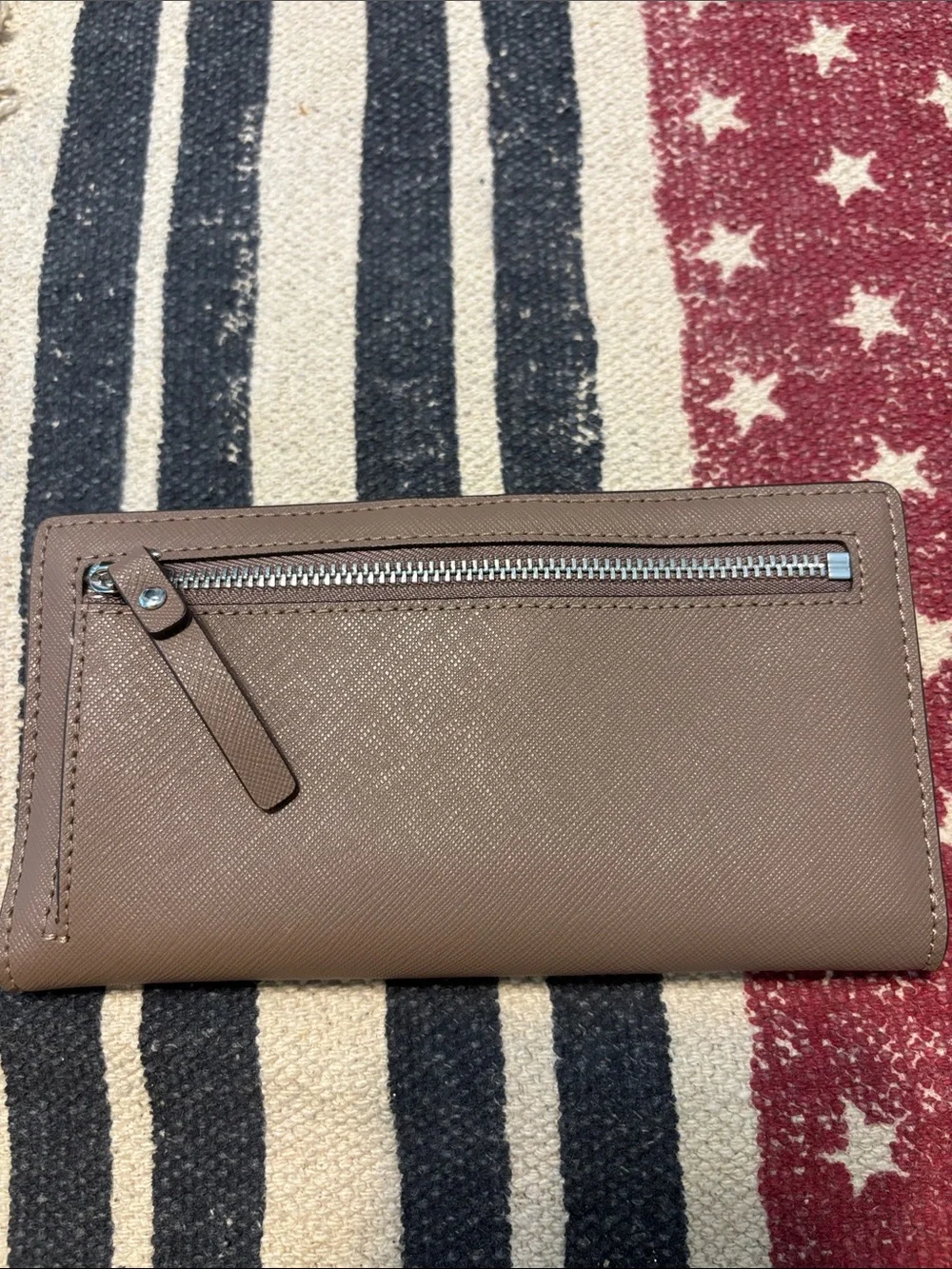 kate spade Light Taupe Saffiano Leather Continental Wallet